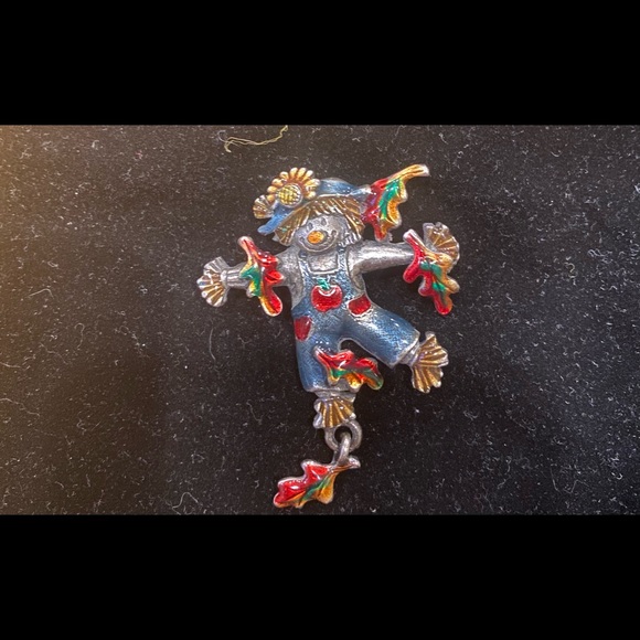 Vintage enamel leaf dangling fall scarecrow pen - Picture 6 of 7